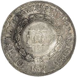 BRAZIL: AR 1000 reis, 1864. AU