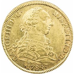 MEXICO: Carlos III, 1759-1788, AV 8 escudos (27.00g), 1784-Mo. AU