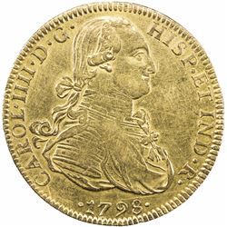 MEXICO: Carlos IV, 1788-1808, AV 8 escudos (26.91g), 1798-Mo. VF-EF
