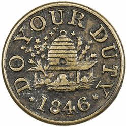 UNITED STATES:, 1846 AE token. VF