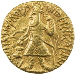 KUSHAN: Kanishka I, ca. 127-147, AV dinar (7.97g). EF
