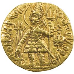 KUSHAN: Vasu Deva I, ca. 191-230+, AV dinar (7.73g). VF