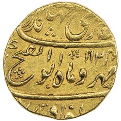 MUGHAL: Jahandar, 1712-1713, AV mohur (10.86g), Shahjahanabad, AH1124 year one (ahad). EF