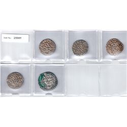 ARAKAN:LOT of 5 silver tankas