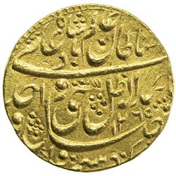 AWADH: Wajid Ali Shah, 1847-1856, AV ashrafi (10.70g), Lucknow, AH1265 year 3. EF