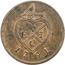 BOMBAY PRESIDENCY: AE 1/2 pice, Soho mint, 1791. PF