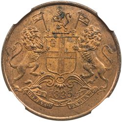 BRITISH INDIA: William IV, 1830-1837, AE 1/4 anna, 1835(c). NGC MS63