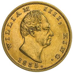 BRITISH INDIA: William IV, 1830-1837, proof restrike, AV 2 mohur, 1835(c), NGC Proof 58