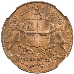 BRITISH INDIA: Victoria, Queen, 1837-1876, AE 1/4 anna, 1858. NGC MS65