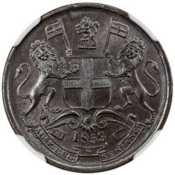 BRITISH INDIA: Victoria, Queen, 1837-1876, 1/2 pice, 1853(c). NGC MS65