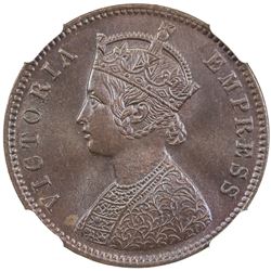 BRITISH INDIA: Victoria, Empress, 1876-1901, 1/4 anna, 1885-C. NGC MS65