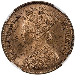 BRITISH INDIA: Victoria, Empress, 1876-1901, 1/4 anna, 1897(c). NGC MS63