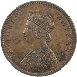 BRITISH INDIA: Victoria, Empress, 1876-1901, AE 1/2 anna, 1877(c)