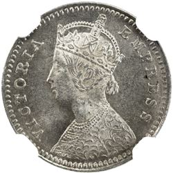 BRITISH INDIA: Victoria, Empress, 1876-1901, AR 2 annas, 1878(c). NGC MS63
