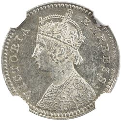 BRITISH INDIA: Victoria, Empress, 1876-1901, AR 2 annas, 1878(c). NGC MS62