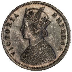 BRITISH INDIA: Victoria, Empress, 1876-1901, AR 1/2 rupee, 1891(c). PCGS PF64