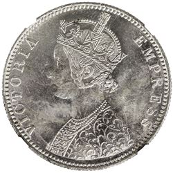 BRITISH INDIA: Victoria, Empress, 1876-1901, AR rupee, 1889-B. NGC MS63