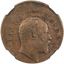 BRITISH INDIA: Edward VII, 1901-1910, AE 1/4 anna, 1903(c). NGC AU53
