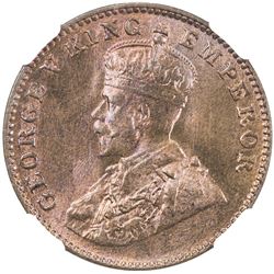 BRITISH INDIA: George V, 1910-1936, AE 1/4 anna, 1927(b). NGC MS67