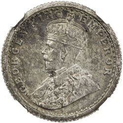BRITISH INDIA: George V, 1910-1936, AR 1/4 rupee, 1911(c). NGC MS63