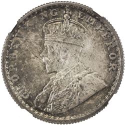 BRITISH INDIA: George V, 1910-1936, AR 1/2 rupee, 1921(c). NGC MS65