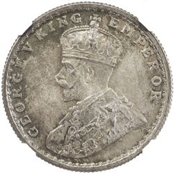 BRITISH INDIA: George V, 1910-1936, AR 1/2 rupee, 1922(c). NGC MS65