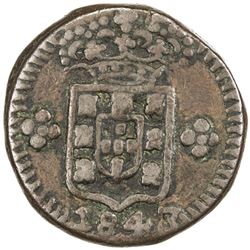 DAMAO: Maria II, 1834-1853, AE 15 reis (8.93g), 1843. F-VF