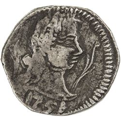 GOA: Jose I, 1750-1777, AR 60 reis (tanga) (1.22g), 1751. VF