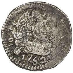 GOA: Jose I, 1750-1777, AR 1/2 pardao (2.90g), 1762. VF