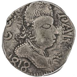 GOA: Joao VI, 1816-1826, AR pardao (5.41g), 1818. PCGS F15