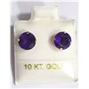 Image 2 : 10K GENUINE AMETHYST (6.5-7MM) (3CT) EARRINGS. RETAIL $200