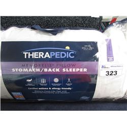 THERAPEDIC KING SIZE STOMACH BACK SLEEPER PILLOW/ZOEY KING DUVET COVER SET/EUCALYPTUS KING SHEET