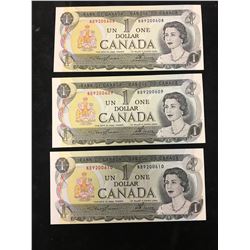 1973 BANK OF CANADA $1 NOTE LOT OF 3 IN SEQUENCE!