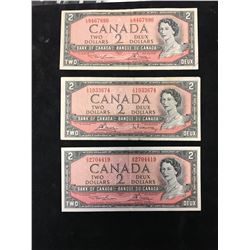 1954 BANK OF $2 NOTES LOT OF 3 NTES!