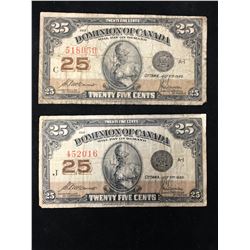1923 SHINPLASTERS! 25 CENT FRACTIONAL NOTES! LOT OF 2 NOTES!