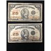Image 1 : 1923 SHINPLASTERS! 25 CENT FRACTIONAL NOTES! LOT OF 2 NOTES!
