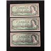 Image 1 : 1954 BANK OF CANADA $1 NOTES! 3 IN SEQUENCE!