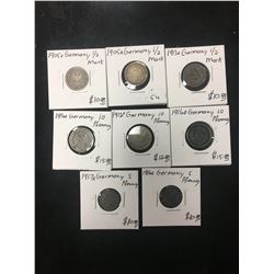 GERMANY COIN LOT OF 1/2 MARKS AND 5 AND 10 PFENNIGS