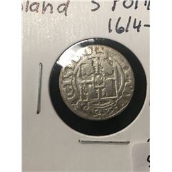 1614-1628 POLAND 3 POLKER SILVER COIN!