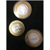Image 1 : LOT OF 3 SILVER GAMBLING TOKENS!LIMITED EDITION TOKENS!