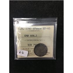 1787 GREAT BRITAIN 6 PENCE! ICCS GRADED EF-401