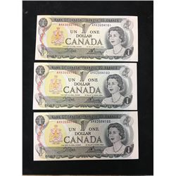 1973 BANK OF CANADA $1 NOTE LOT OF 3 IN SEQUENCE!
