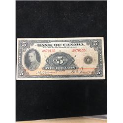 1935 BANK OF CANADA $5 NOTE!