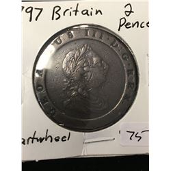 1797 GREAT BRITAIN 2 PENCE (CARTWHEEL)! NICE COIN