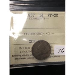 1857 USA FLYING EAGLE ONE CENT!ICCS GRADED VF-20