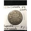 Image 1 : 1872H CANADA 50 CENTS! RE-PUNCHED N/A/ IN CANADA!