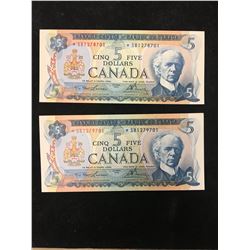 1972 BANK OF CANADA $5 REPLACEMENT NOTES! 1000 NUMBERS APART!