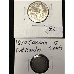1870 FLAT BORDER AND 1922 CANADA 5CENTS!