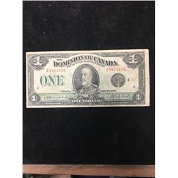 1923 DOMINION OF CANADA $1 NOTE! BLACK SEAL!