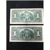 Image 2 : 1937 BANK OF CANADA $1 NOTES! LOT OF 2 NOTE! WIDE PANEL!